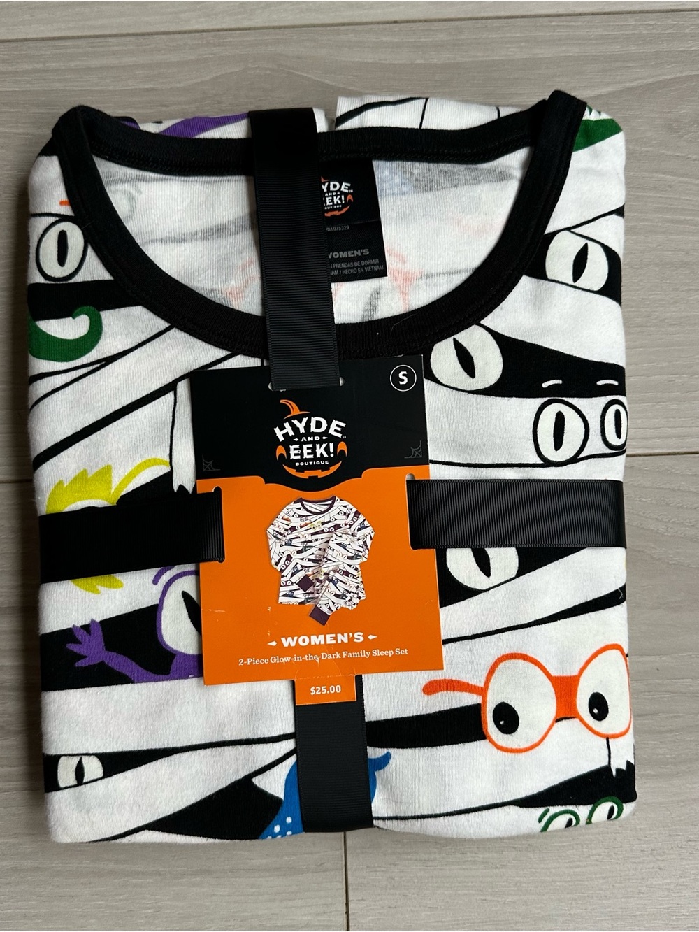 Hyde and Eek Women's 2 Piece Glow In The Dark Halloween Mummy Pajama Set SZ S